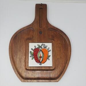 Vintage Apple themes charcuterie Board with Ceramic tile front and magnet